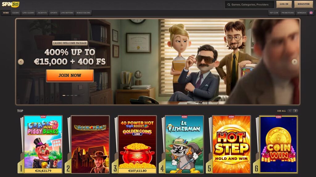 homepage van het spinboss online casino